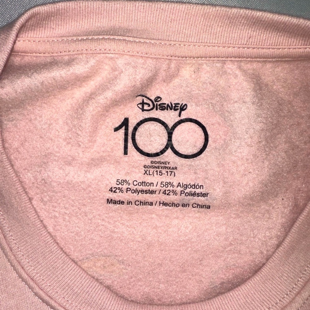 Disney 100 Characters Sweatshirt Pink Alice Lady Peter Pan Dumbo Mickey XL 15-17 - Picture 6 of 7